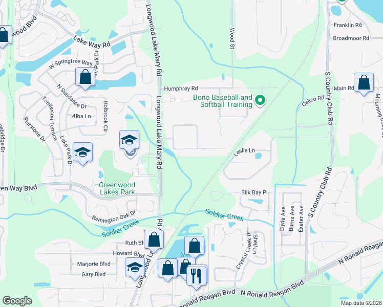 map of restaurants, bars, coffee shops, grocery stores, and more near 377 Eagle Creek Circle in Lake Mary