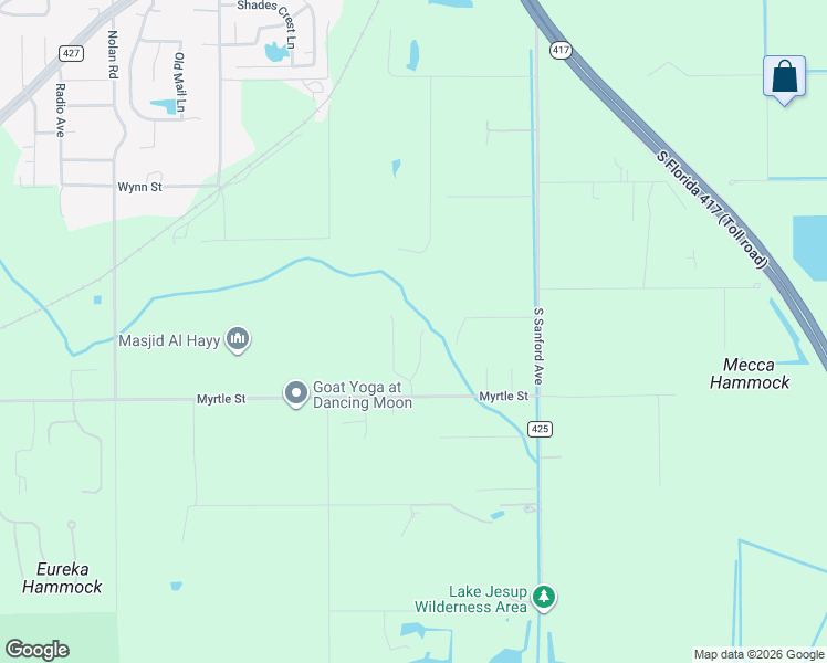 map of restaurants, bars, coffee shops, grocery stores, and more near 340 Myrtle Street in Sanford