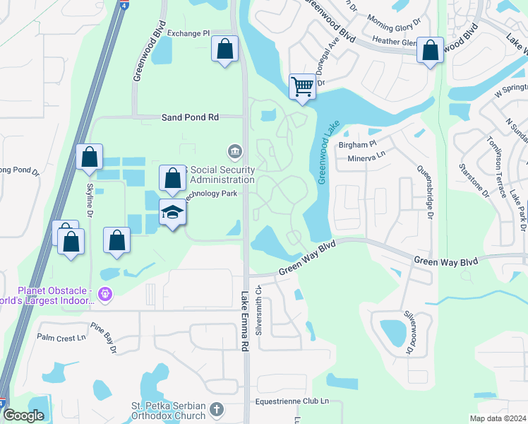 map of restaurants, bars, coffee shops, grocery stores, and more near 712 Secret Harbor Lane in Lake Mary