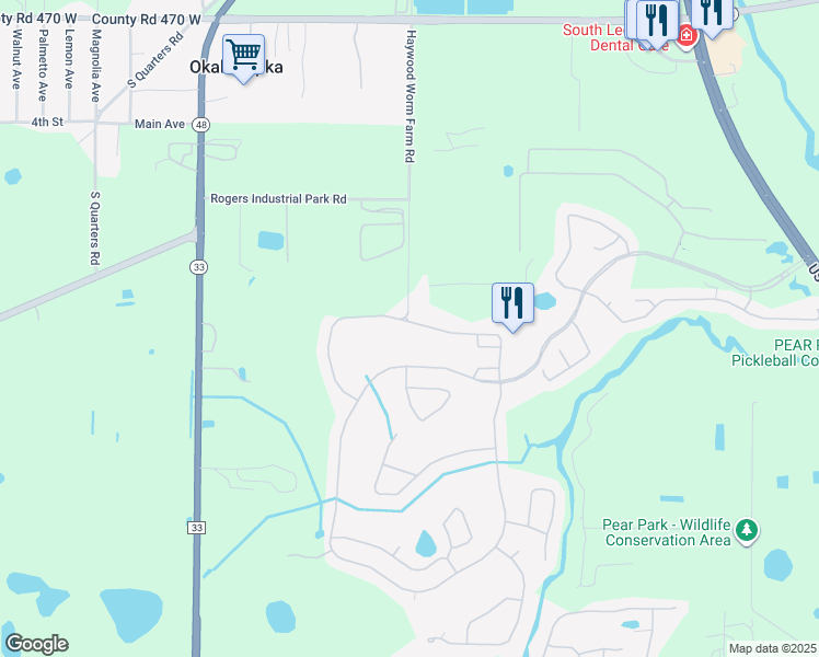 map of restaurants, bars, coffee shops, grocery stores, and more near 26910 White Plains Way in Leesburg
