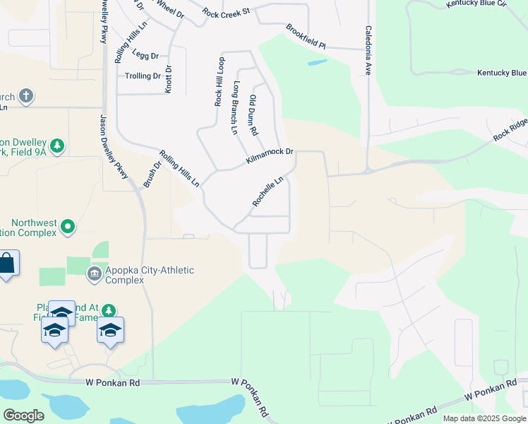 map of restaurants, bars, coffee shops, grocery stores, and more near 863 Rockford Road in Apopka