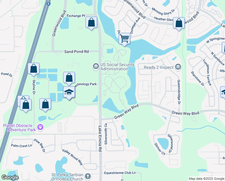 map of restaurants, bars, coffee shops, grocery stores, and more near 712 Secret Harbor Lane in Lake Mary