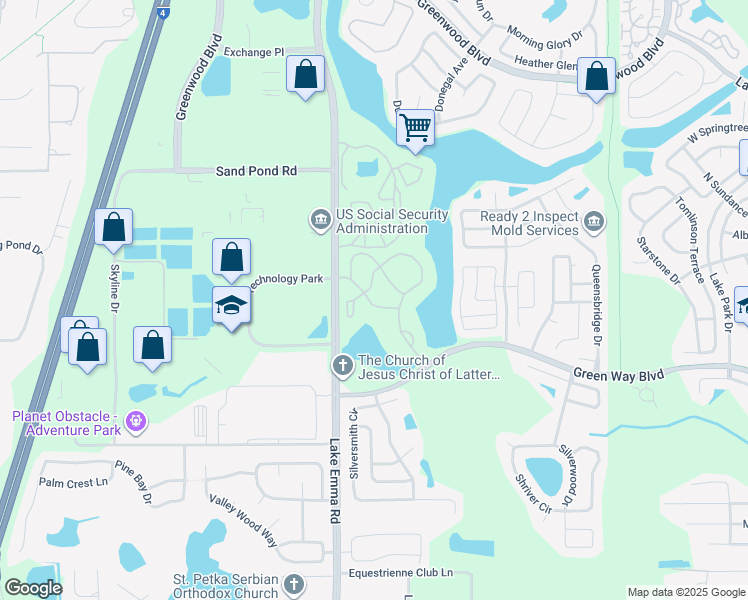map of restaurants, bars, coffee shops, grocery stores, and more near 712 Secret Harbor Lane in Lake Mary