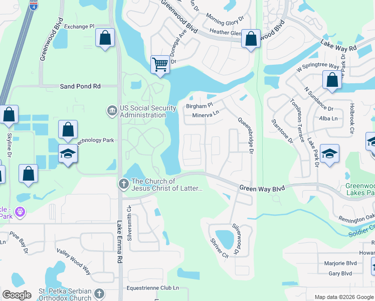 map of restaurants, bars, coffee shops, grocery stores, and more near 913 Beresford Way in Lake Mary