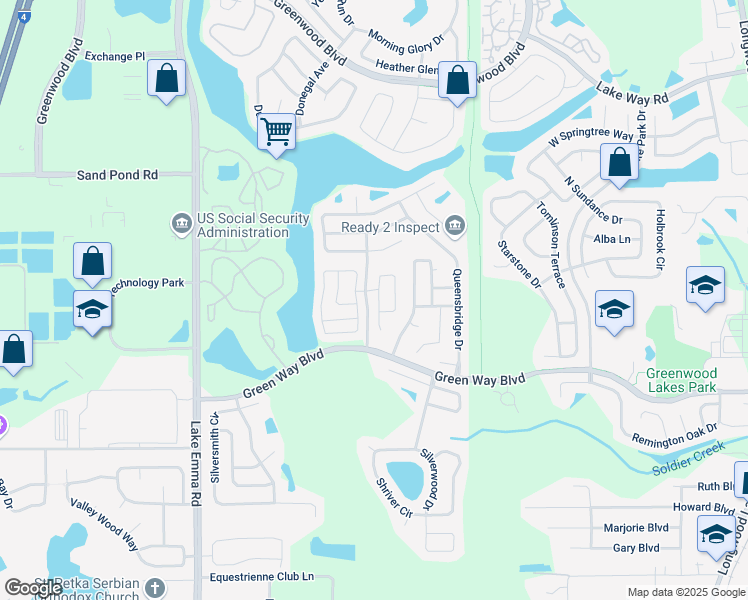 map of restaurants, bars, coffee shops, grocery stores, and more near 882 East Charing Cross Circle in Lake Mary