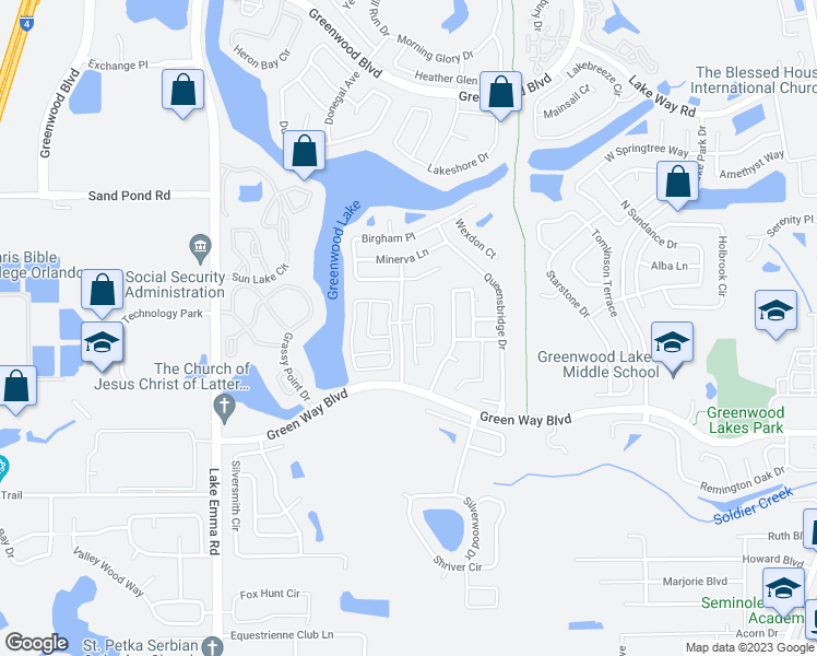 map of restaurants, bars, coffee shops, grocery stores, and more near 894 East Charing Cross Circle in Lake Mary