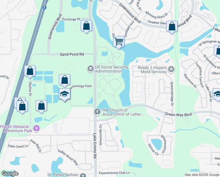 map of restaurants, bars, coffee shops, grocery stores, and more near 712 Secret Harbor Lane in Lake Mary