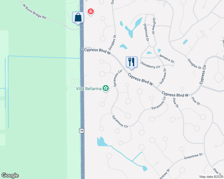 map of restaurants, bars, coffee shops, grocery stores, and more near 5 Mangrove Court South in Homosassa