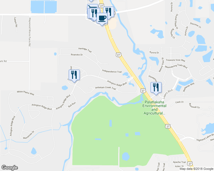 map of restaurants, bars, coffee shops, grocery stores, and more near 4433 Antietam Creek Trail in Leesburg