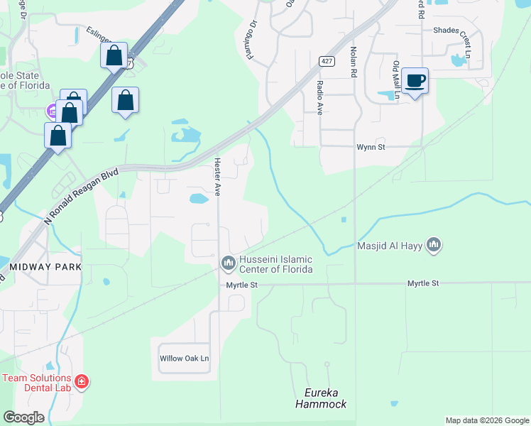 map of restaurants, bars, coffee shops, grocery stores, and more near 1783 Hidden Creek Place in Sanford