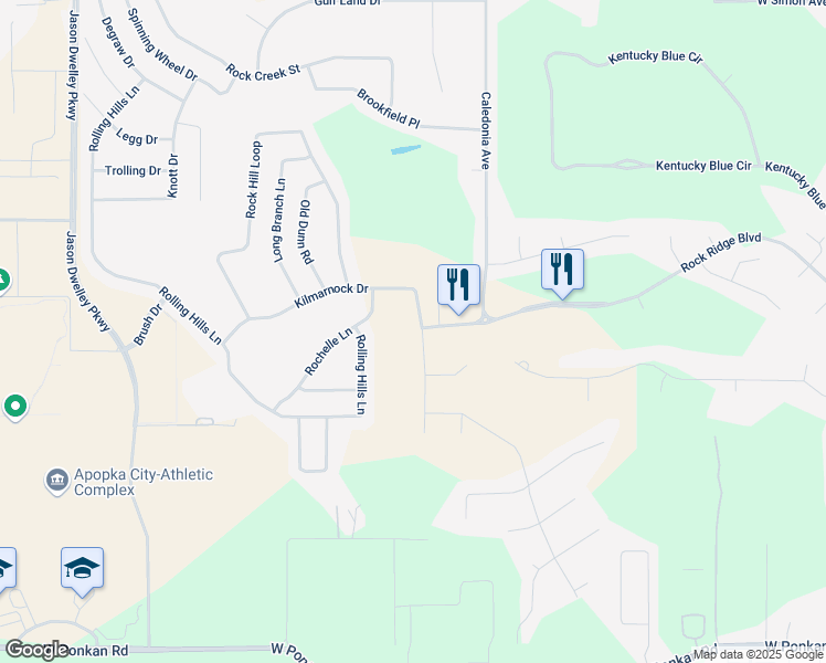 map of restaurants, bars, coffee shops, grocery stores, and more near 3694 Kilmarnock Drive in Apopka