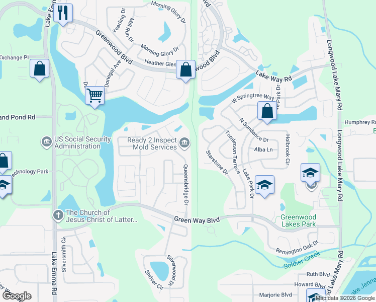 map of restaurants, bars, coffee shops, grocery stores, and more near 508 Wexdon Court in Lake Mary