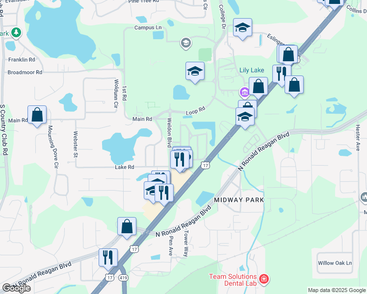 map of restaurants, bars, coffee shops, grocery stores, and more near 295 Canyon Stone Circle in Lake Mary