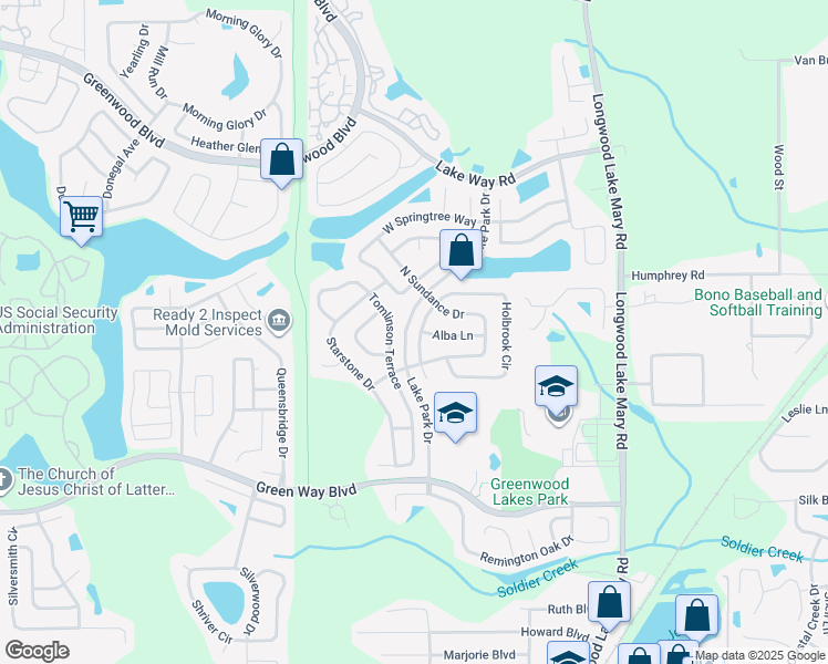 map of restaurants, bars, coffee shops, grocery stores, and more near 512 Holbrook Circle in Lake Mary