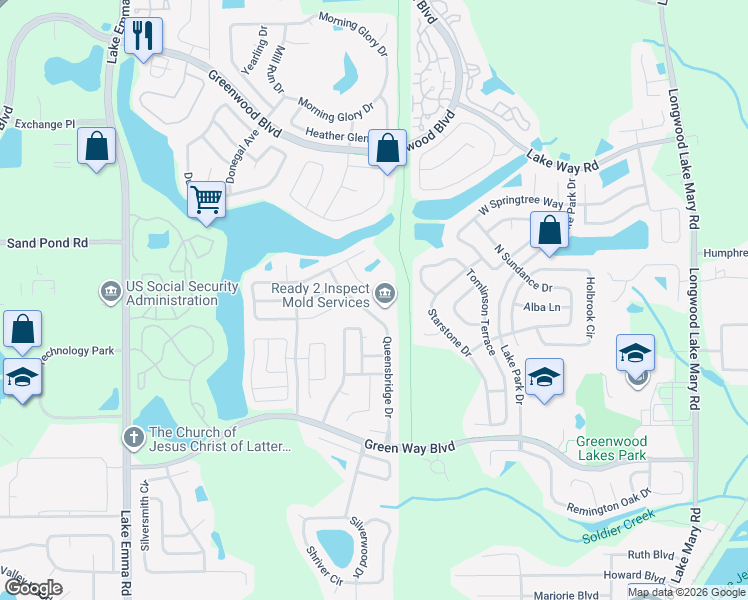 map of restaurants, bars, coffee shops, grocery stores, and more near 508 Wexdon Court in Lake Mary