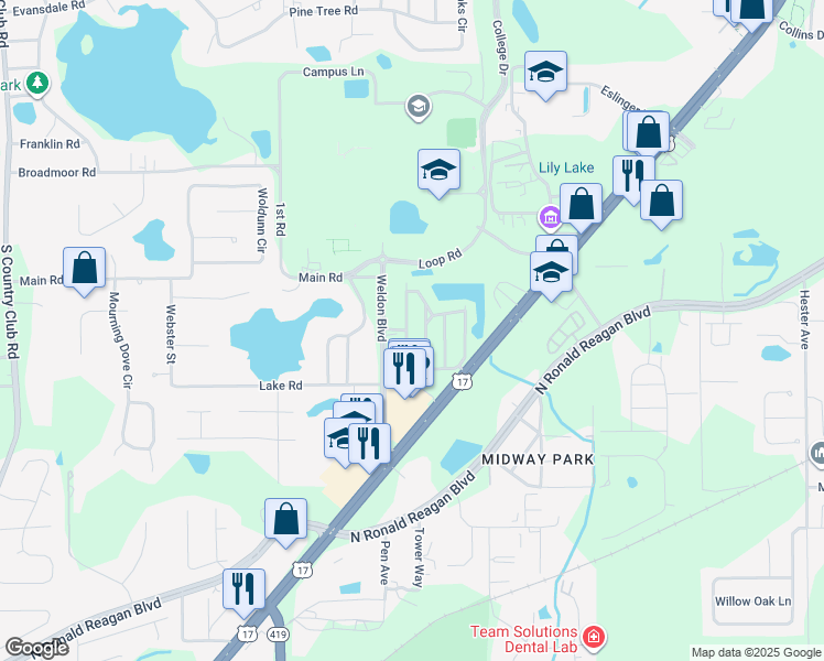 map of restaurants, bars, coffee shops, grocery stores, and more near 295 Canyon Stone Circle in Lake Mary