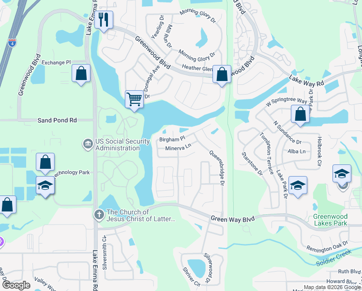 map of restaurants, bars, coffee shops, grocery stores, and more near 772 Minerva Lane in Lake Mary