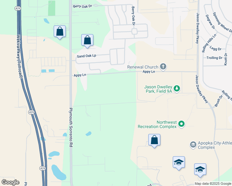 map of restaurants, bars, coffee shops, grocery stores, and more near 2601 Lent Road in Apopka