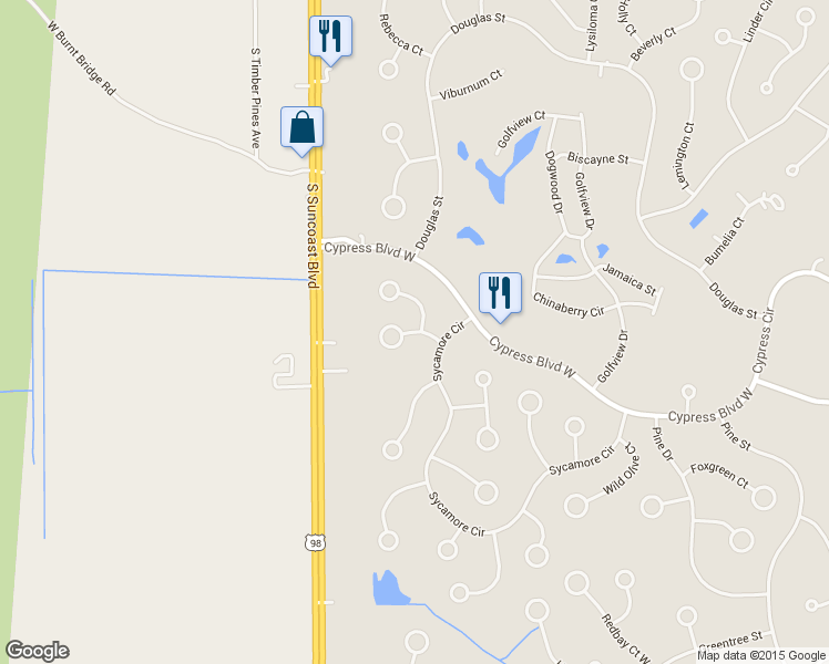 map of restaurants, bars, coffee shops, grocery stores, and more near 6 Mangrove Court West in Homosassa