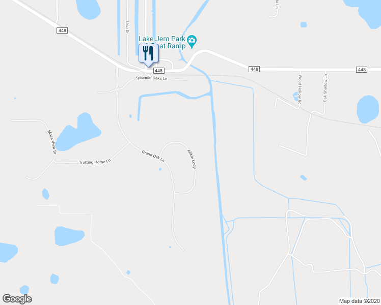 map of restaurants, bars, coffee shops, grocery stores, and more near Silent Ridge Drive in Tavares