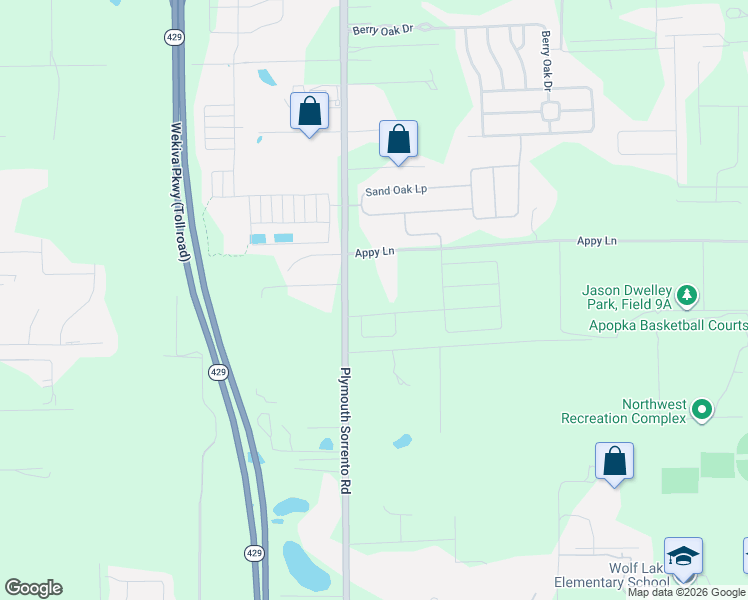 map of restaurants, bars, coffee shops, grocery stores, and more near 3901 Plymouth Sorrento Road in Apopka