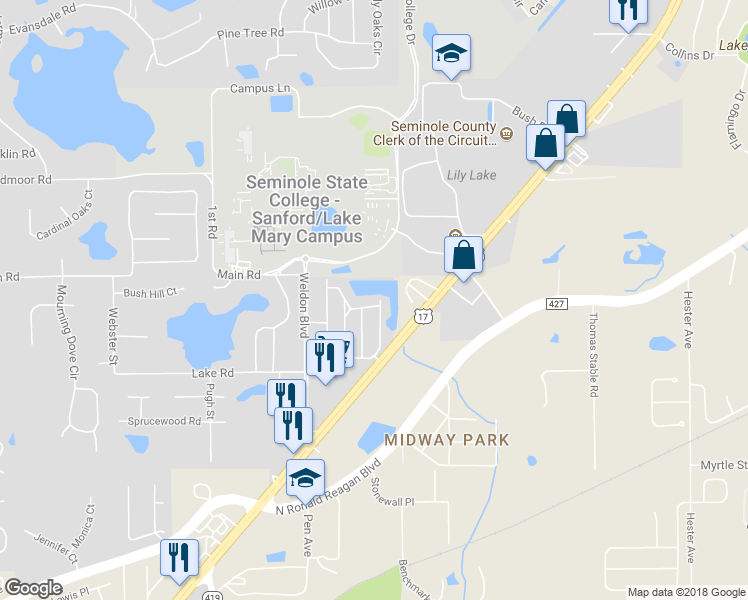 map of restaurants, bars, coffee shops, grocery stores, and more near 524 Canyon Stone Circle in Lake Mary