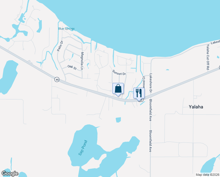 map of restaurants, bars, coffee shops, grocery stores, and more near 8024 Bogle Street in Yalaha