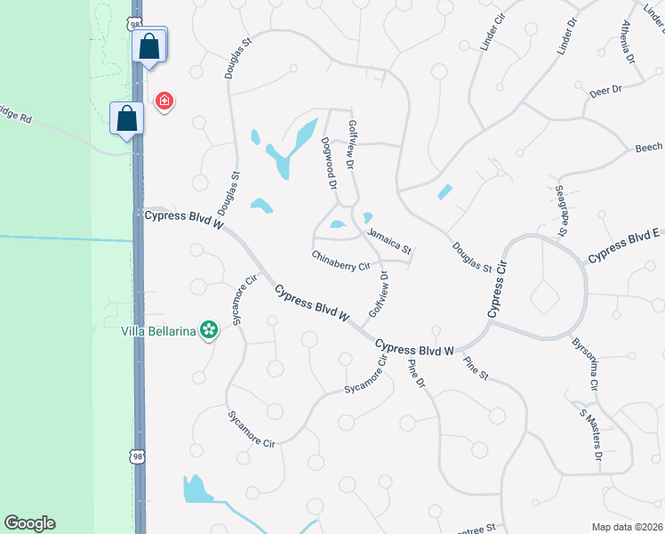 map of restaurants, bars, coffee shops, grocery stores, and more near 52 Chinaberry Circle in Homosassa