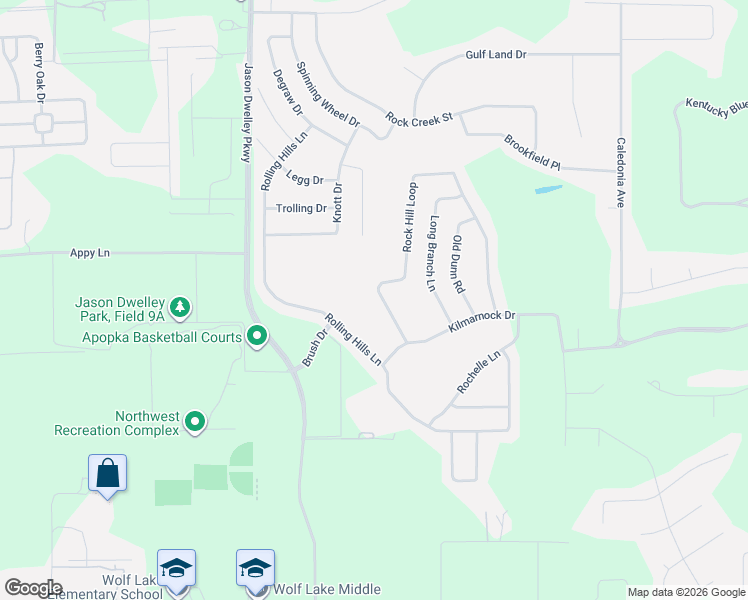 map of restaurants, bars, coffee shops, grocery stores, and more near 4447 Rock Hill Loop in Apopka