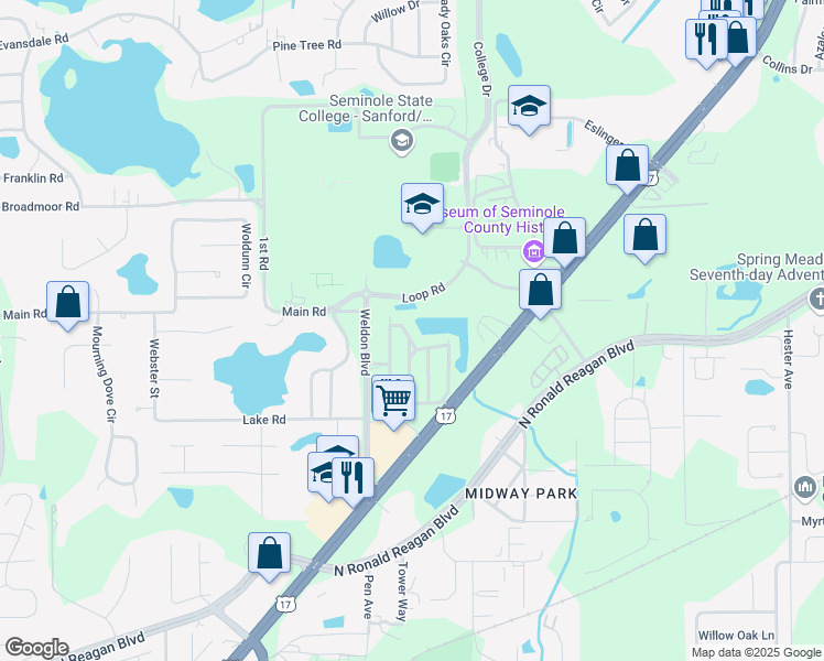 map of restaurants, bars, coffee shops, grocery stores, and more near 578 Canyon Stone Circle in Lake Mary