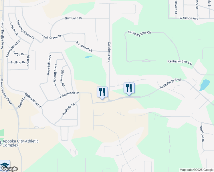 map of restaurants, bars, coffee shops, grocery stores, and more near 3816 Caledonia Avenue in Apopka