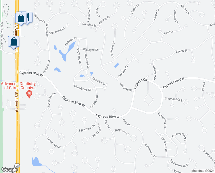 map of restaurants, bars, coffee shops, grocery stores, and more near 11 Black Cherry Drive in Homosassa