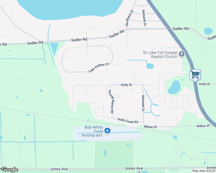 map of restaurants, bars, coffee shops, grocery stores, and more near 7058 Holly Street in Mount Dora