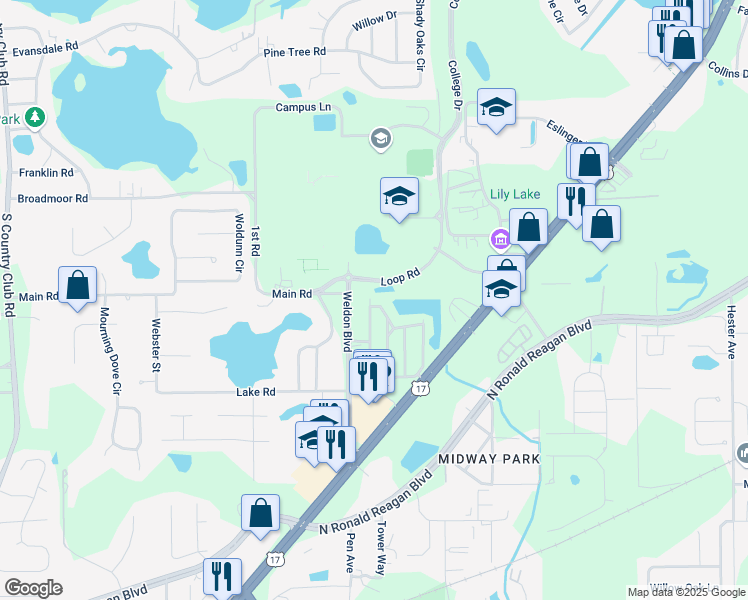 map of restaurants, bars, coffee shops, grocery stores, and more near 610 Canyon Stone Cir in Lake Mary