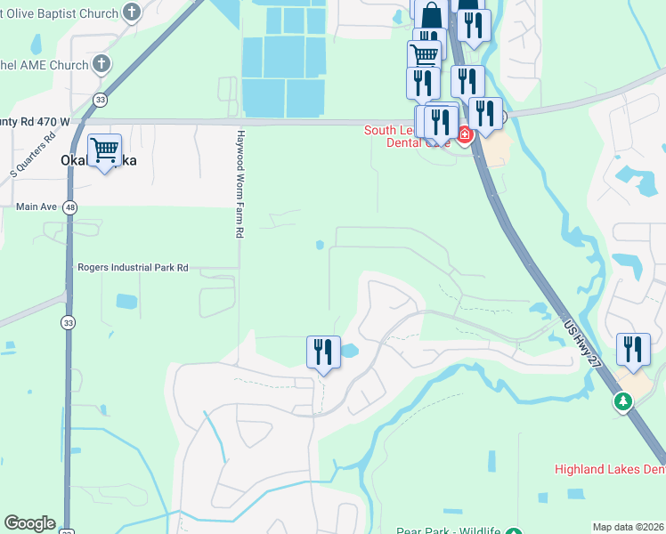 map of restaurants, bars, coffee shops, grocery stores, and more near 27319 Roanoke Drive in Leesburg