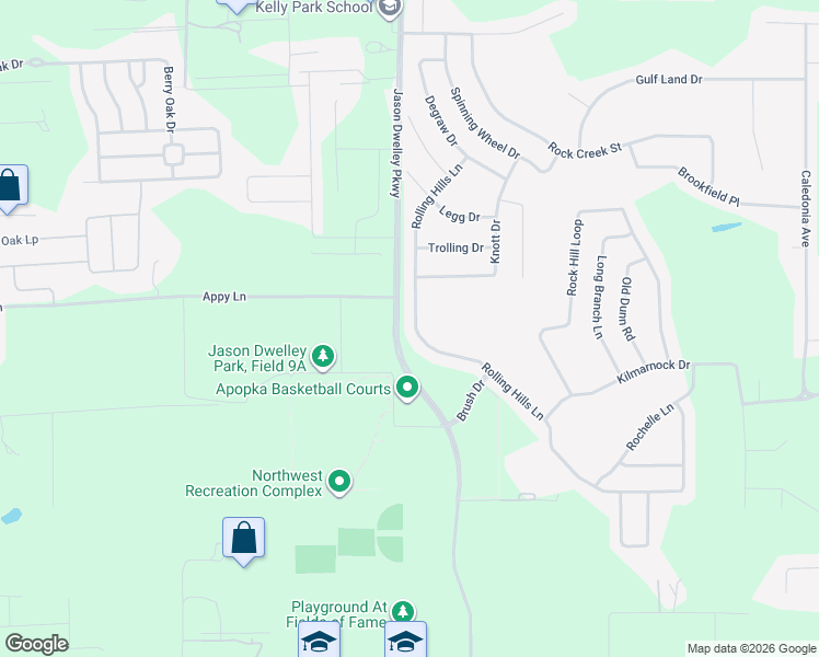 map of restaurants, bars, coffee shops, grocery stores, and more near 3083 Rolling Hills Lane in Apopka