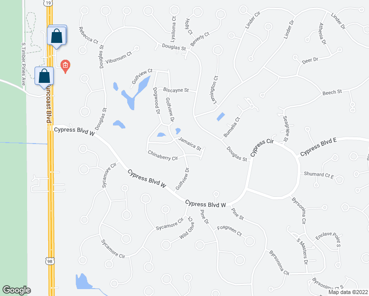 map of restaurants, bars, coffee shops, grocery stores, and more near 21 Golfview Drive in Homosassa
