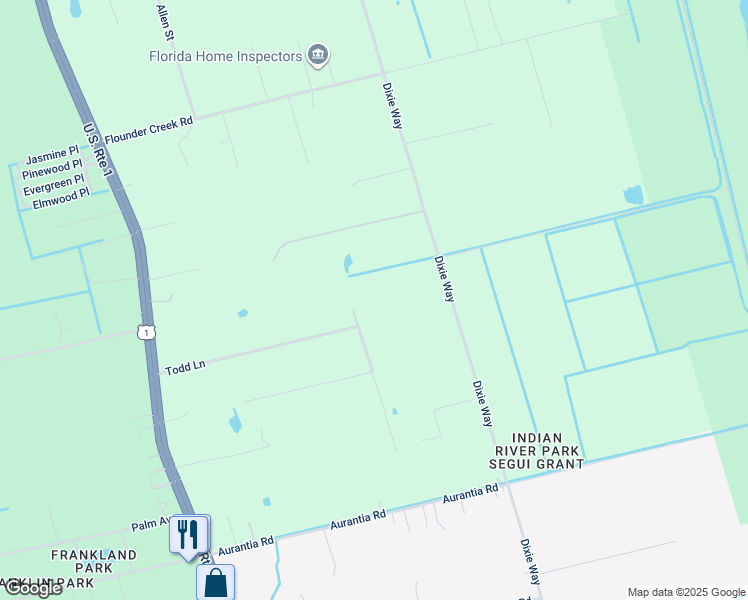map of restaurants, bars, coffee shops, grocery stores, and more near 3440 Todd Lane in Mims