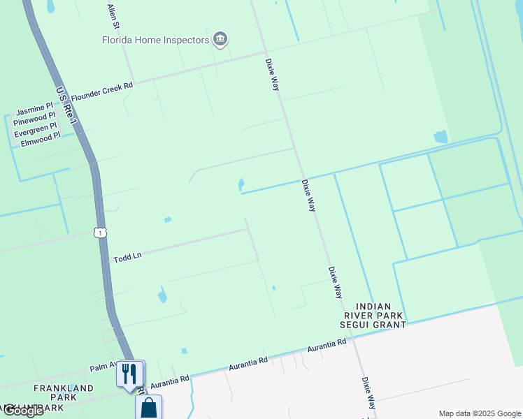 map of restaurants, bars, coffee shops, grocery stores, and more near 3440 Todd Lane in Mims