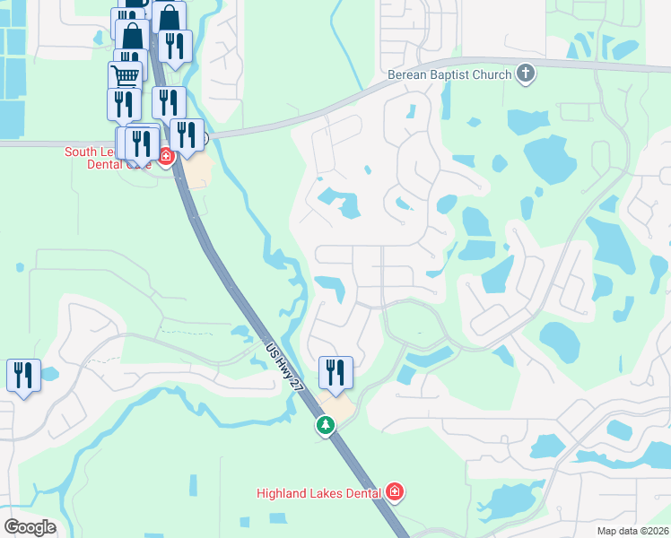 map of restaurants, bars, coffee shops, grocery stores, and more near 5100 Aurora Drive in Leesburg