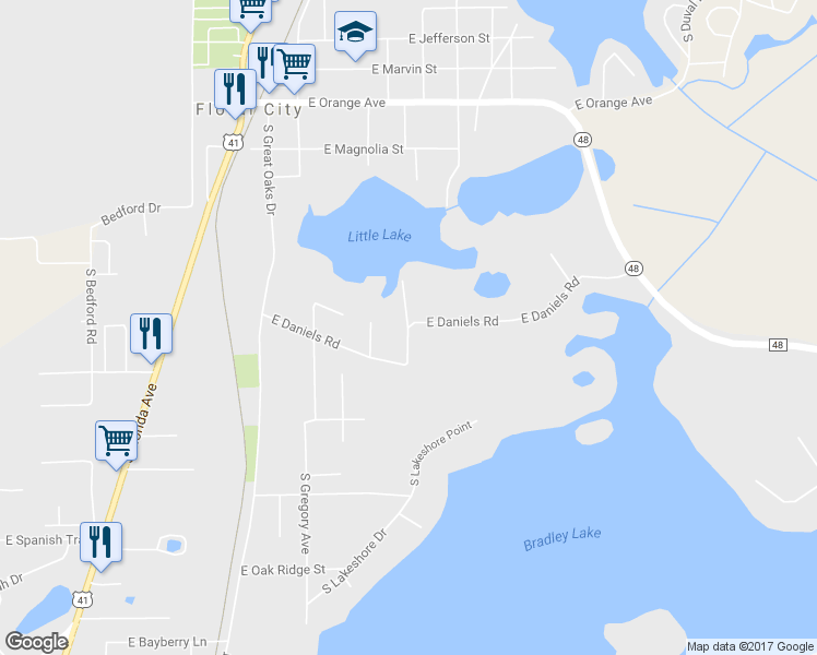map of restaurants, bars, coffee shops, grocery stores, and more near 8250 South Comet Point in Floral City