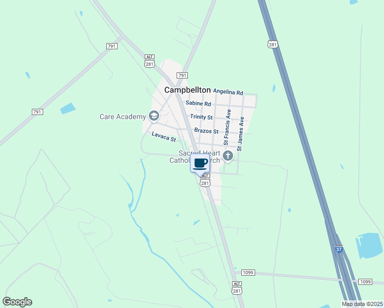 map of restaurants, bars, coffee shops, grocery stores, and more near 2970 Commerce Street in Campbellton
