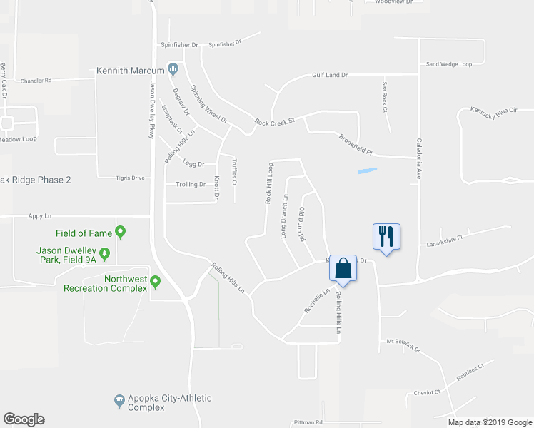 map of restaurants, bars, coffee shops, grocery stores, and more near 4331 Rock Hill Loop in Apopka