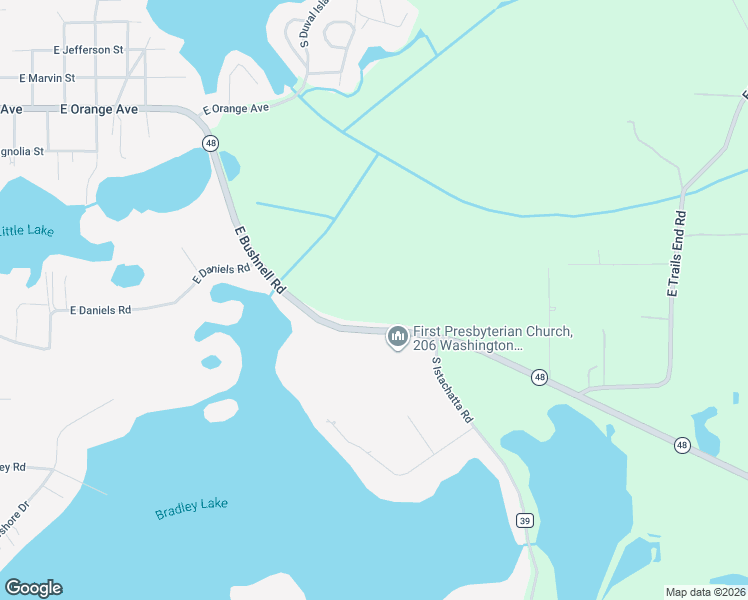 map of restaurants, bars, coffee shops, grocery stores, and more near 9475 East Bushnell Road in Floral City