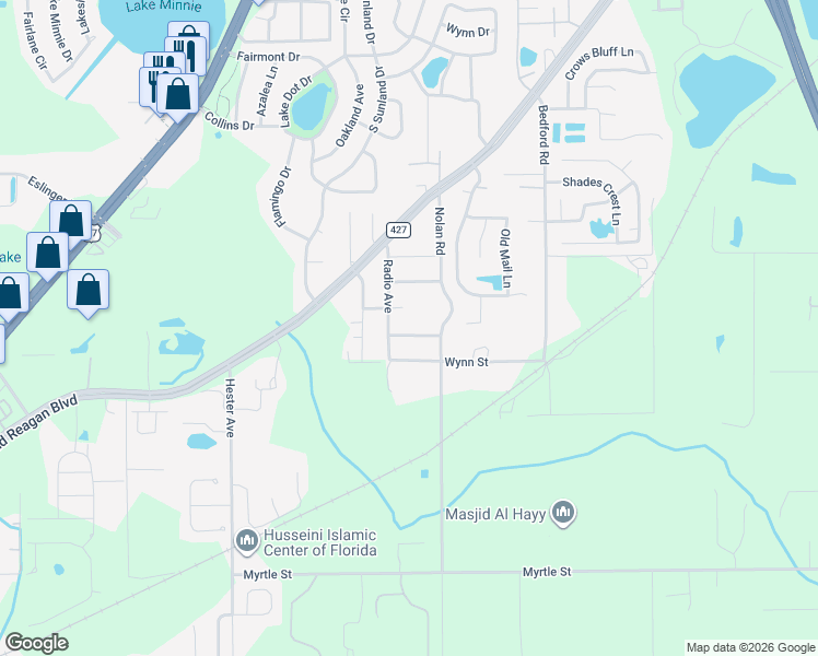 map of restaurants, bars, coffee shops, grocery stores, and more near 1220 John Lord Street in Sanford