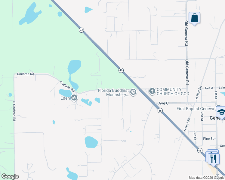 map of restaurants, bars, coffee shops, grocery stores, and more near 103 Cochran Road in Geneva