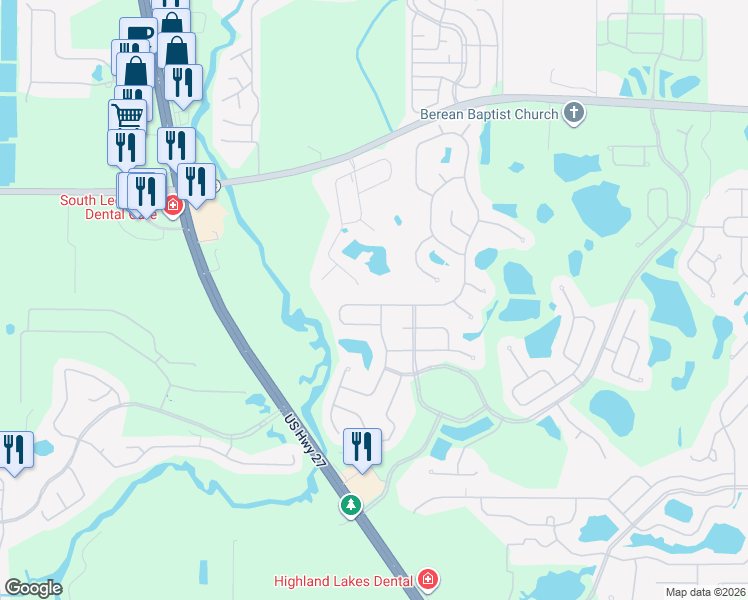 map of restaurants, bars, coffee shops, grocery stores, and more near 5100 Aurora Drive in Leesburg
