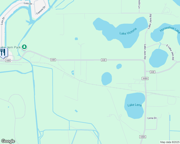 map of restaurants, bars, coffee shops, grocery stores, and more near 16900 County Road 448 in Mount Dora