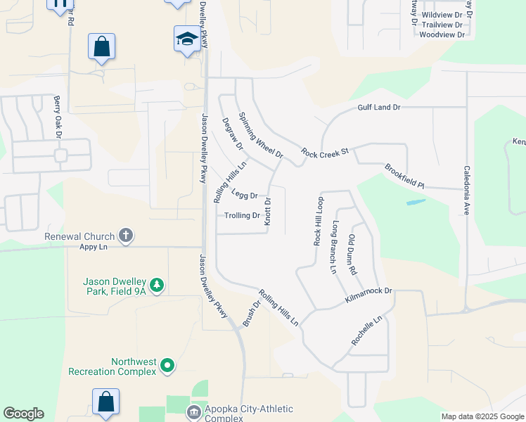 map of restaurants, bars, coffee shops, grocery stores, and more near 1109 Trolling Drive in Apopka