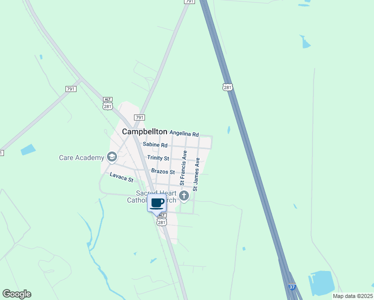 map of restaurants, bars, coffee shops, grocery stores, and more near 250 Trinity Street in Campbellton